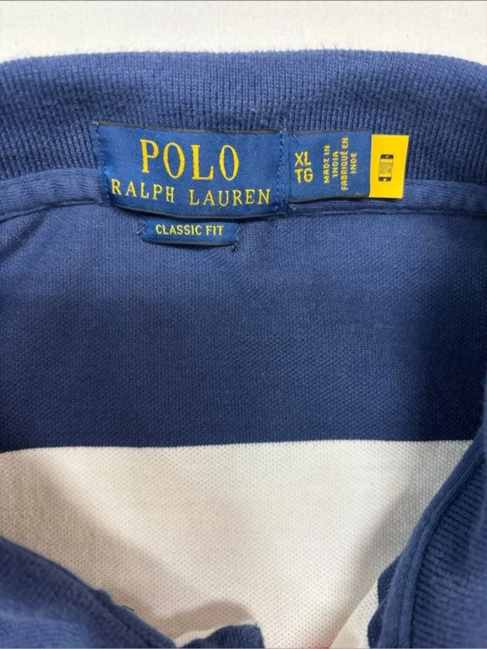 Ralph Lauren Navy, White & Red Striped Polo with Green Pony 232 work every day